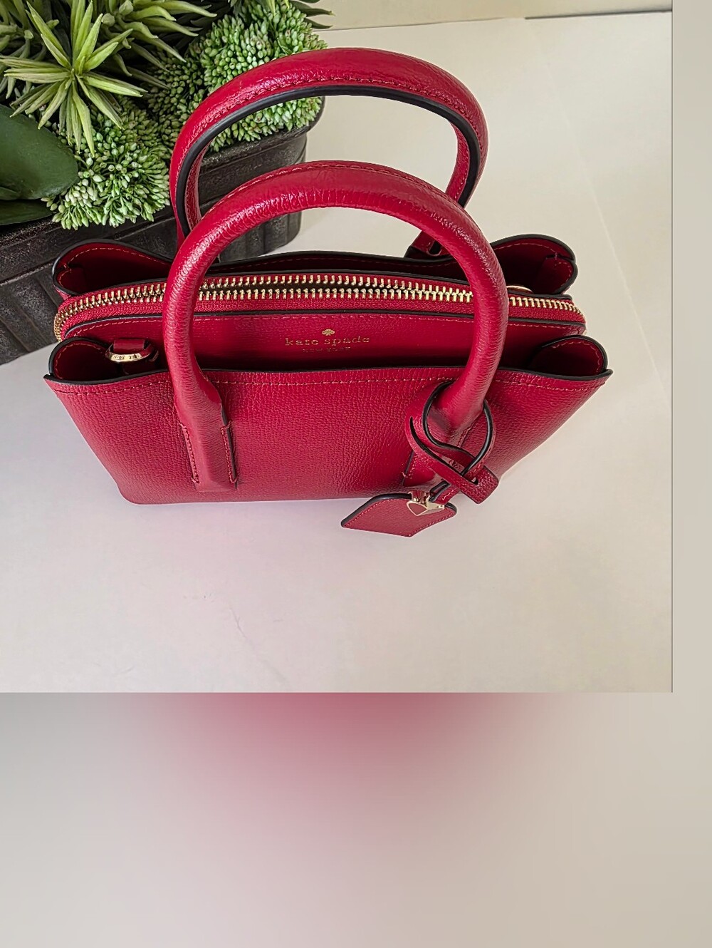 Kate Spade Margaux Mini Satchel Crossbody Hot Chili Red Textured Leather - Picture 5 of 14